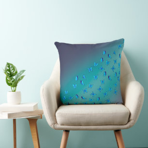 Abstract Green Moonbeams and Butterflies  Cushion
