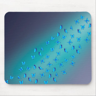 Abstract green Moonbeams and Butterflies Mouse Mat