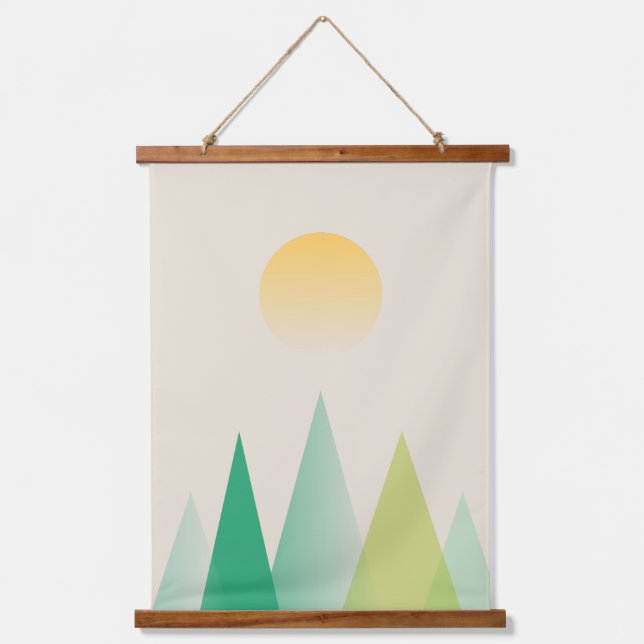 Abstract green mountains hanging tapestry (Front)