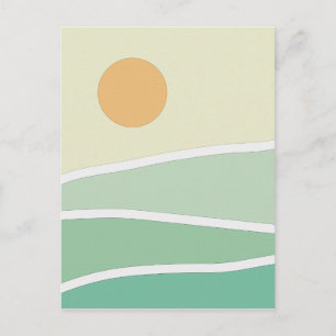 Abstract green mountains postcard