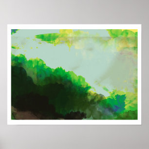 Abstract Green Mountains Poster