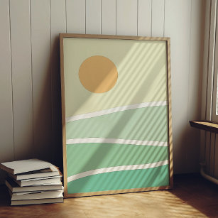 Abstract green mountains poster