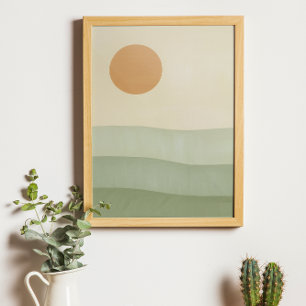 Abstract green mountains poster