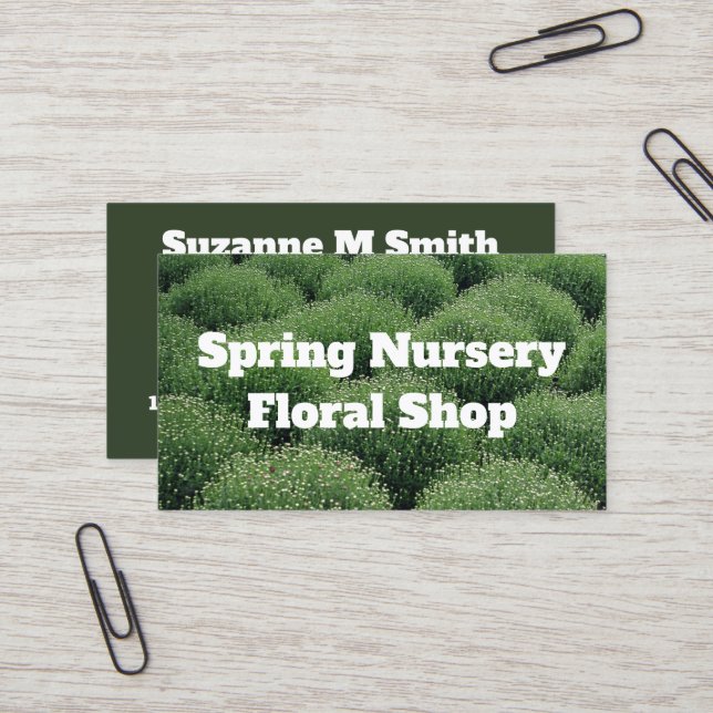 Abstract Green Mums Business Card (Front/Back In Situ)