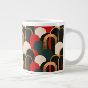 Abstract Green Orange White Large Coffee Mug