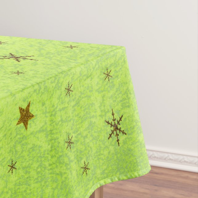 Abstract green paper with gold stars, moon tablecloth (In Situ)