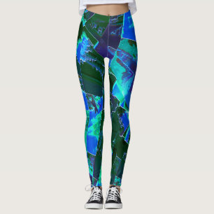 Abstract green pasture parts and blue sky, notched leggings