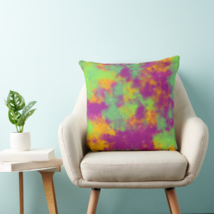 ABSTRACT GREEN PINK YELLOW HALLOWEEN CUSHION