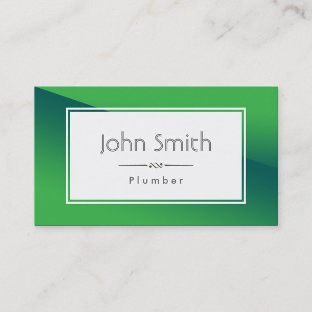 Abstract Green Plumber Business Card (Front)