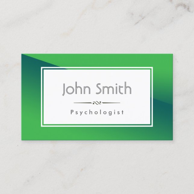 Abstract Green Psychologist Business Card (Front)