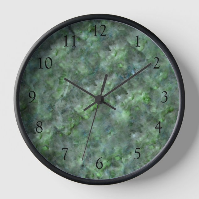 Abstract green quartz marble granite pattern   clock (Front)