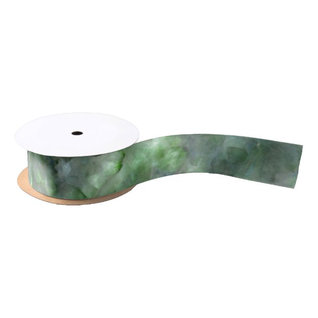 Abstract green quartz marble granite pattern   satin ribbon (Spool)