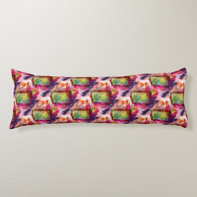 Abstract green, red wallpaper body cushion (Front)