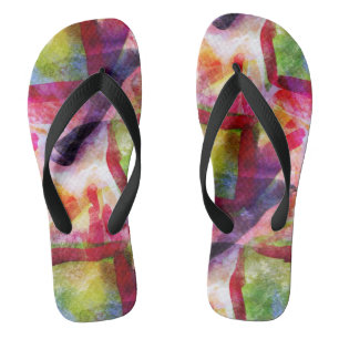 Abstract green, red wallpaper flip flops