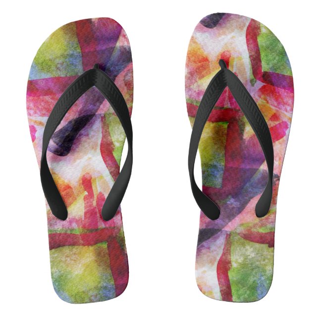 Abstract green, red wallpaper flip flops (Footbed)