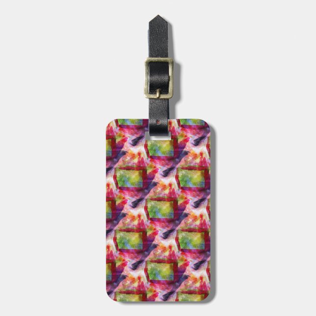 Abstract green, red wallpaper luggage tag (Front Vertical)