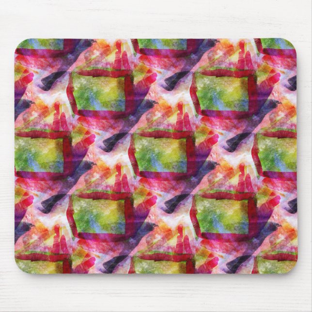 Abstract green, red wallpaper mouse mat (Front)