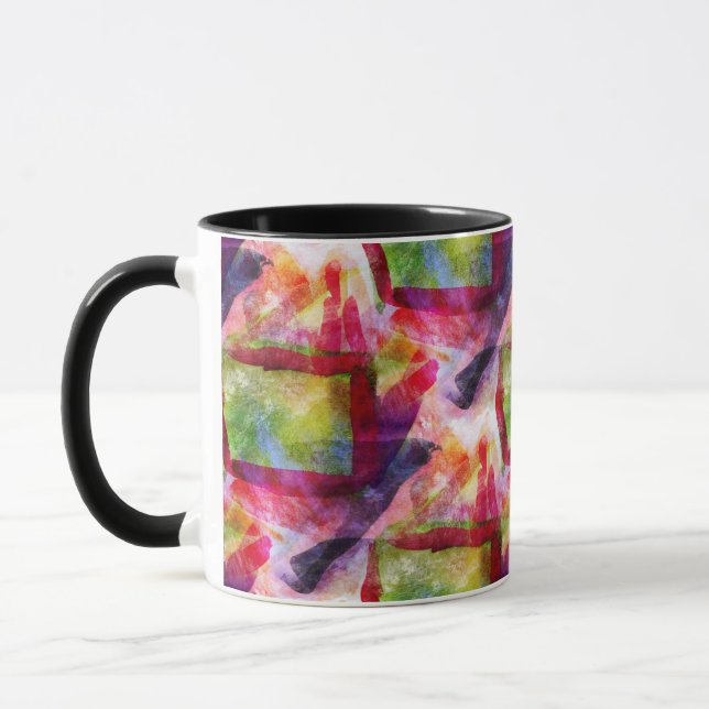 Abstract green, red wallpaper mug (Left)