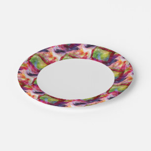 Abstract green, red wallpaper paper plate