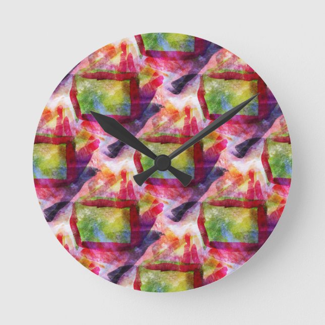Abstract green, red wallpaper round clock (Front)