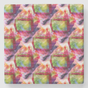 Abstract green, red wallpaper stone coaster