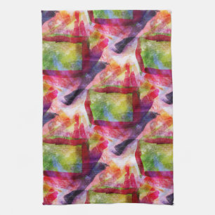 Abstract green, red wallpaper tea towel