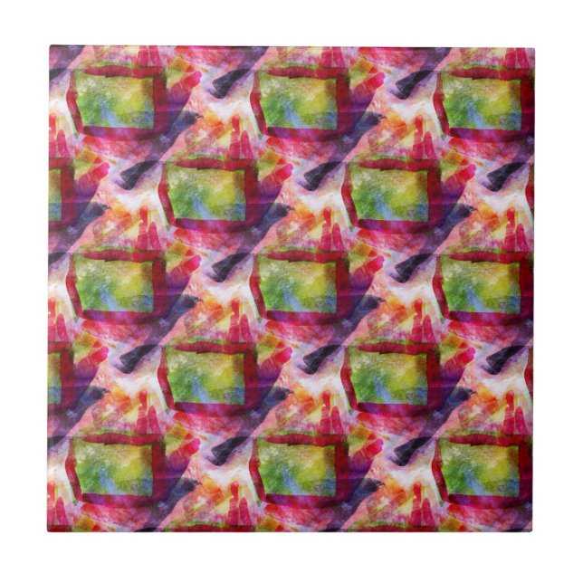 Abstract green, red wallpaper tile (Front)