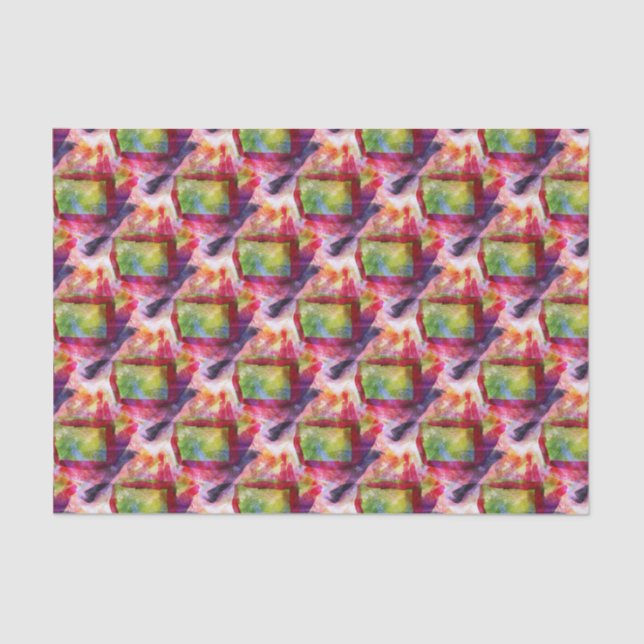Abstract green, red wallpaper tissue paper (Front)