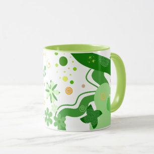 Abstract Green Shapes & Contemporary Style Mug