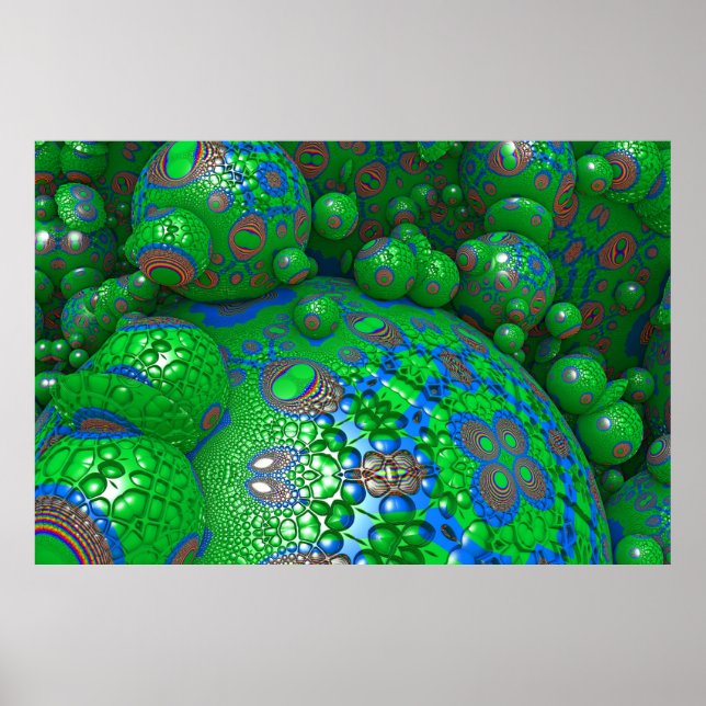 Abstract Green Spheres Balls Artwork Wall Poster (Front)