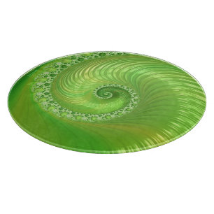 Abstract Green Spiral Fractal Cutting Board
