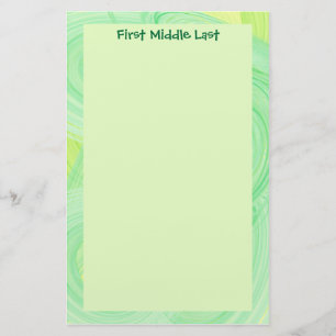 Abstract Green Swirl Border Personalised Stationery