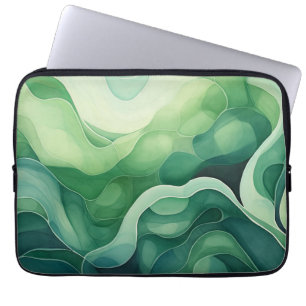 Abstract Green Toned Digital Print Protective  Laptop Sleeve