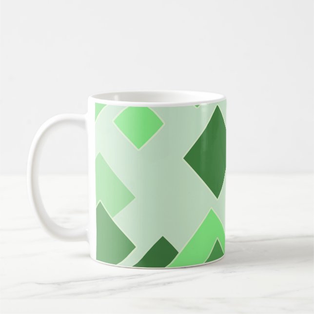 Abstract Green Tones - Square Pattern Accent Pillo Coffee Mug (Left)