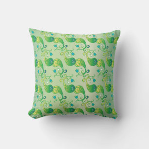 Abstract Green Tulip Boteh Floral Pattern Cushion