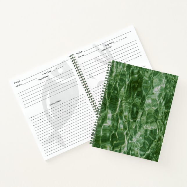 Abstract Green Water Photo, Faux Marble Notebook (Inside)
