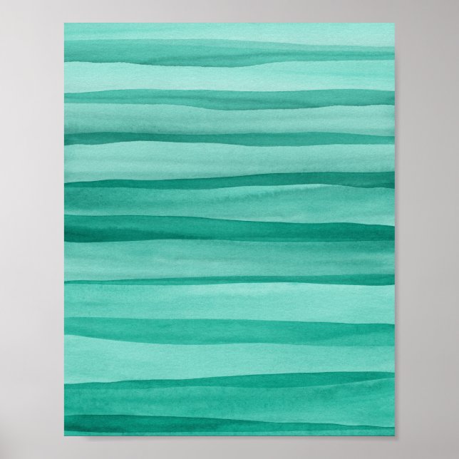 Abstract Green Watercolor Lines Art Poster (Front)