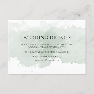 Abstract green watercolor wedding details card