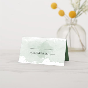 Abstract green watercolor wedding place card
