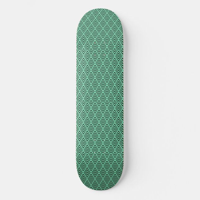 Abstract Green Wave Skateboard (Front)