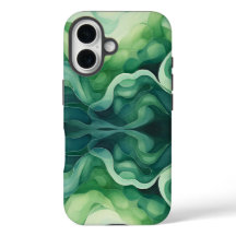 Abstract Green Waves Apple iPhone 16 Tough Case