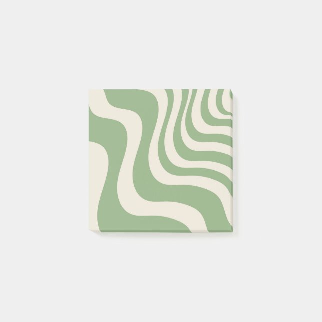 Abstract Green Wavy Stripe Minimalist Spring  Post-it Notes (Front)