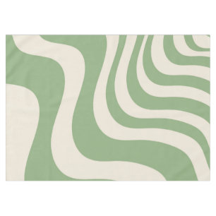 Abstract Green Wavy Stripe Stylish Spring Summer Tablecloth