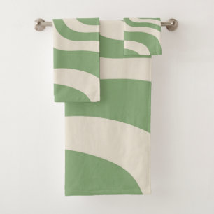 Abstract Green Wavy Stripe Vibrant Spring Bath Towel Set