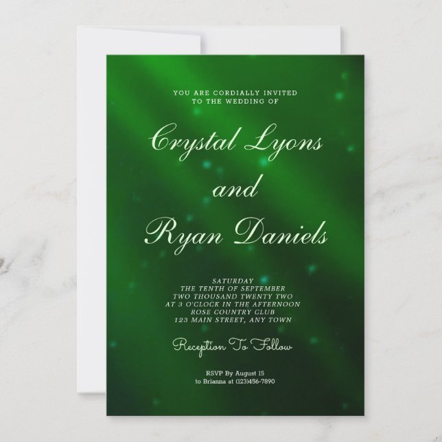 Abstract Green Wedding Invitation (Front)
