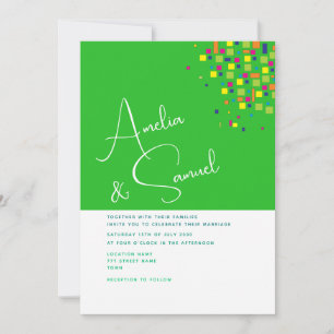 Abstract Green Wedding Invitation