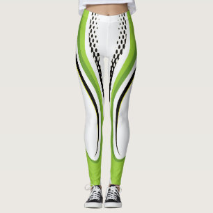 Abstract Green White and Black Curve Leggings