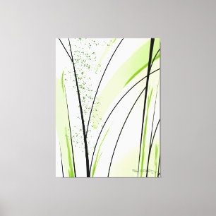 Abstract Green White Black Signed Canvas Print
