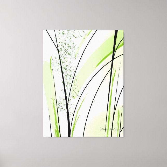 Abstract Green White Black Signed Canvas Print (Front)