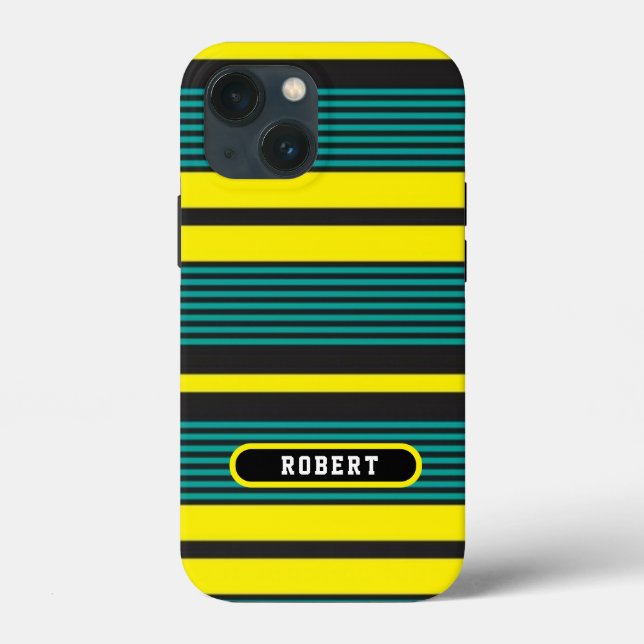 Abstract green yelloe retro stripes Case-Mate iPhone case (Back)